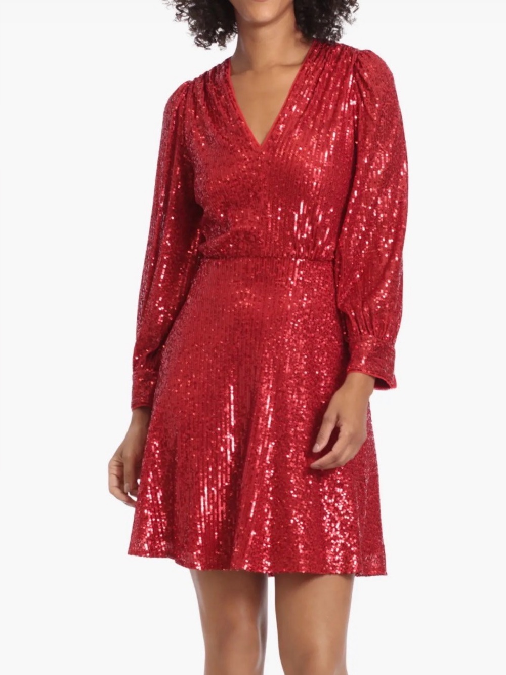 Maggy London Red Sequin Long Sleeve Dress Size 8